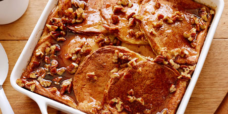 Cinnamon-Pecan Pancake Breakfast Casserole