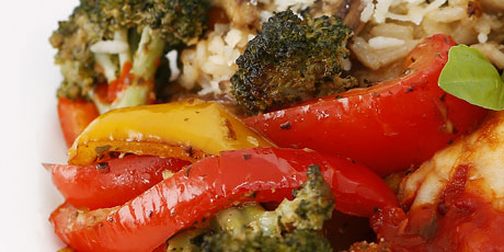 Pesto-Coated Broccoli and Red Pepper Toss