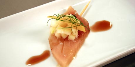 Albacore Tuna Crudo with Fennel and Apple Salad and Ice Wine Reduction