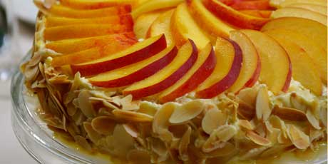 Almond Meringue Cake with Peaches
