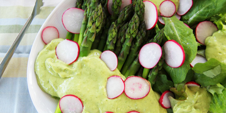 Asparagus &amp; Radish Salad with Avocado Tarragon Dressing