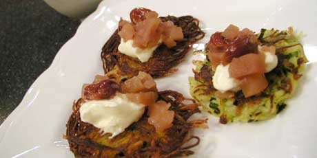 Baby Rosti with Dried Apple and Cherry Sauce
