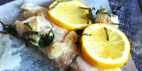 Baked Fish with Basil, Garlic and Lemon