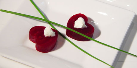 Beet Hearts With Chèvre