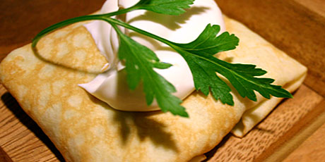Blintzes with Savoy Cabbage and Sour Cream