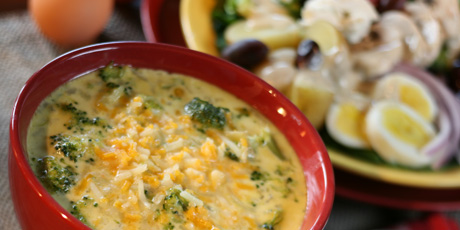 Broccoli Cheese Soup with Chef Salad