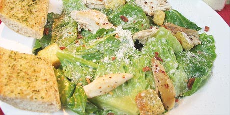 Cajun Chicken Caesar Salad with Garlic Baguette