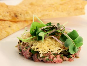 Canadian Beef Tartare on a Whole Wheat Cracker