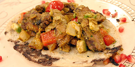 Carne Con Ahuacate Tlacollos (Steak with Avocado and Refried Bean Tortillas)