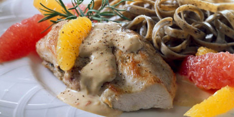 Chicken Breasts with Citrus Fruit and Cream Cheese Sauce