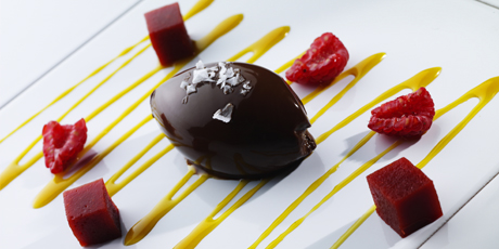 Chocolate and Olive Oil Truffle with Red Pepper Raspberry Jelly &amp; Sea Salt