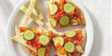 Cold Vegetable Pizza with Hummus and Havarti
