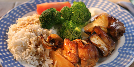 Country Apricot Chicken with Rice and Broccoli