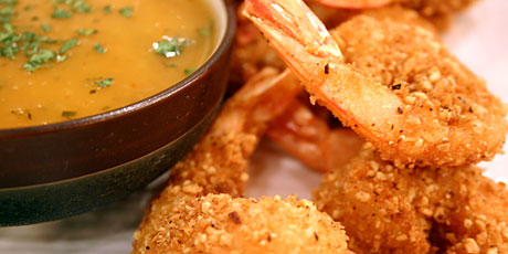Crusted Shrimp with Coconut Red Curry Sauce