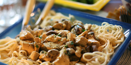 Curried Chicken with Linguine and Broccoli