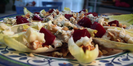 Endive Salad with Beets, Walnuts and Blue Cheese