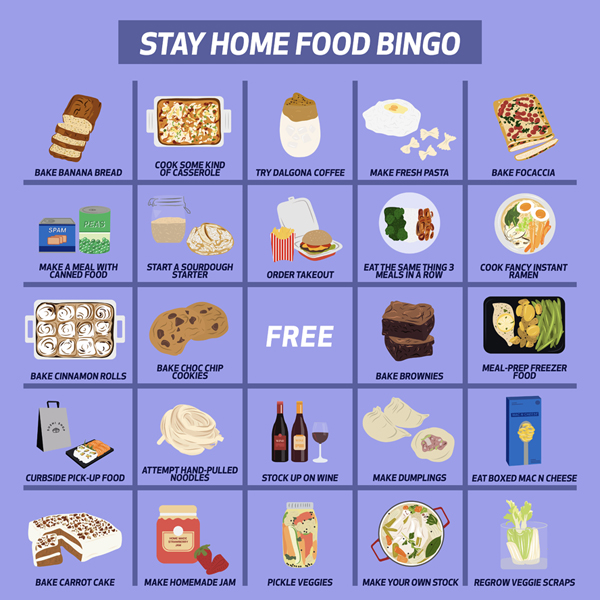 Food Nework Canada stay home bingo social media illustration