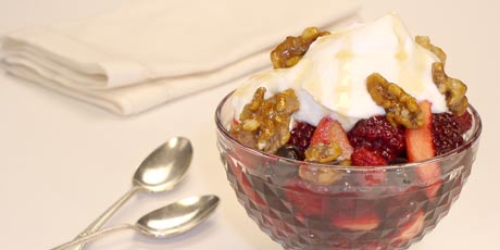 Fruit Brulees with Candied Walnuts