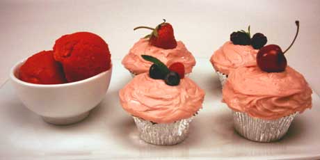 Gamay Raspberry Sorbet with Very Berry Cupcakes