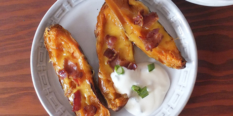 Game Day Sweet Potato Skins with Chive Sour Cream