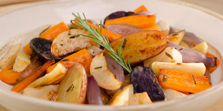 Garlic and Rosemary Roasted Root Vegetables