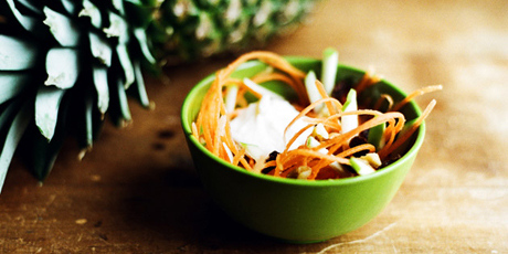 Grated Carrot Salad with Greek Pineapple Yogurt