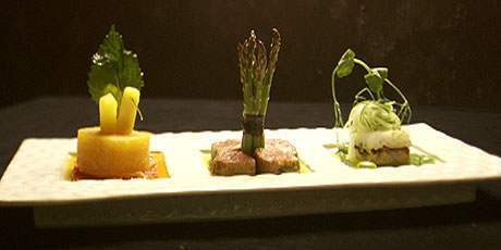 Green Tea Crusted Toro Tuna, Pickled Nashi Pears and Pressed Sushi Terrine