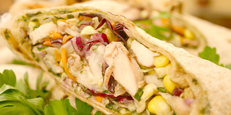 Grilled Chicken, Cabbage and Corn Stuffed Tortilla Wraps