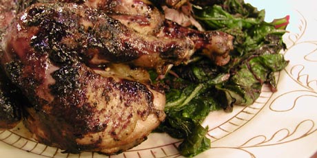 Grilled Cornish Hens with Blueberry Barbecue Sauce