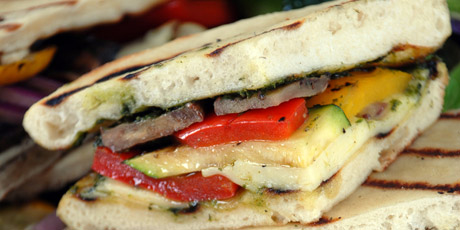 Grilled Panini Sandwiches with Roasted Vegetables