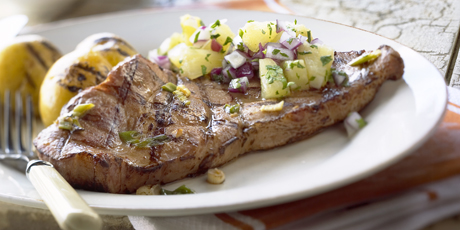 Grilled Shoulder Blade Chops with Pineapple Relish