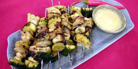 Grilled Squid Skewers with Anchovy Butter