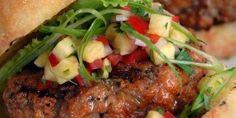 Grilled Turkey Burgers with Pineapple Salsa