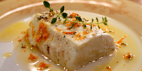 Halibut Poached in Olive Oil