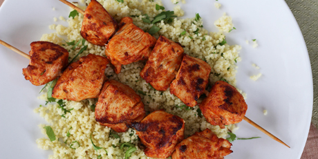 Harissa-Marinated Chicken Skewers with Couscous