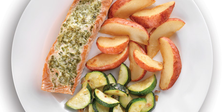 Herb Crusted Salmon with Seasoned Zucchini Coins