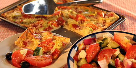 Hogtown Pizza with Easy Greek Salad