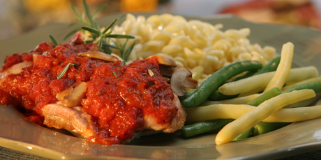 Italian Baked Chicken with Fusilli and Mixed Beans
