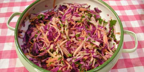 Jicama, Carrot and Red Cabbage Slaw