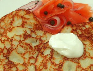 Leftover Mashed Potato Pancakes with Cured Salmon