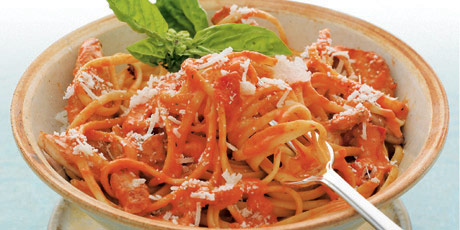Linguine with Chicken and Roasted Red Pepper Sauce