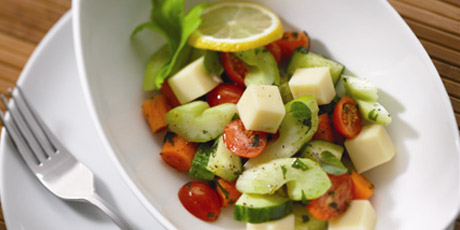 Marinated Vegetable Salad with Mozzarella and Feta