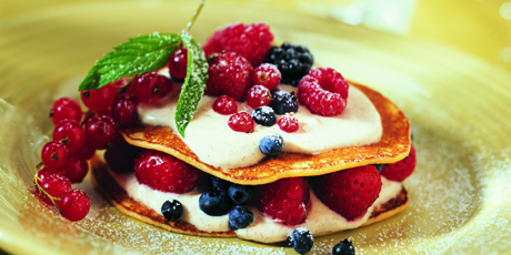 Muesli Crepe Sandwich Filled with Fruit and Cream Cheese