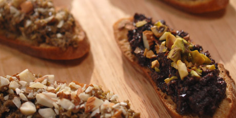 Olive and Nut Tartines