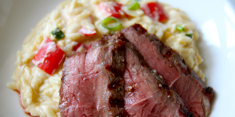 Orzo with Steak, Horseradish and Cheddar