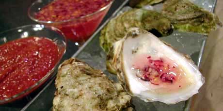 Oysters on the Half Shell with Ginger Lime Mignonette