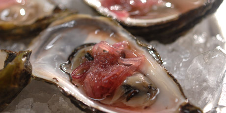 Oysters with Pickled Shallot