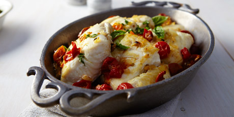 Pan Roasted Halibut with Tomatoes