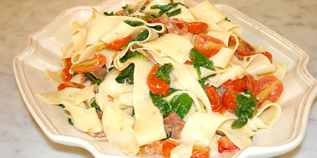 Pappardelle with Wilted Spinach and Blue Cheese