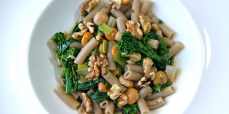 Pasta with Rapini, Broad Beans, Rosemary &amp; Walnuts